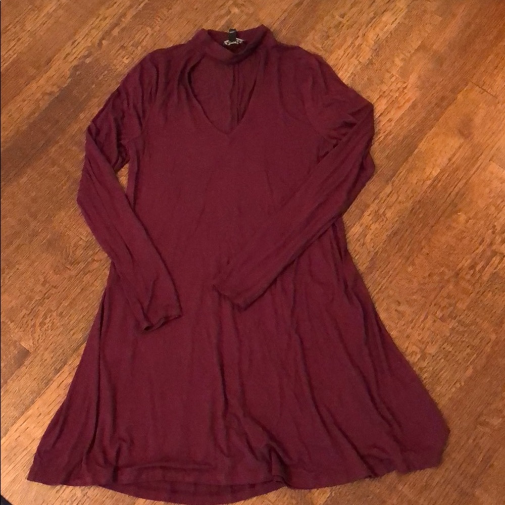 Long Sleeve Maroon Dress